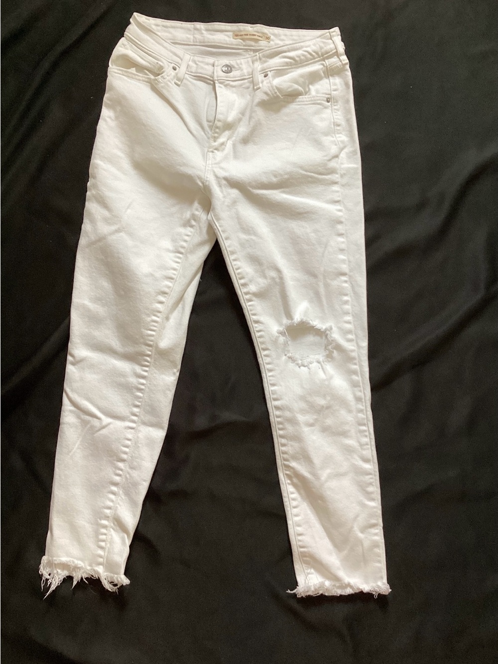 Levi's White Distressed Ankle Crop Jeans
